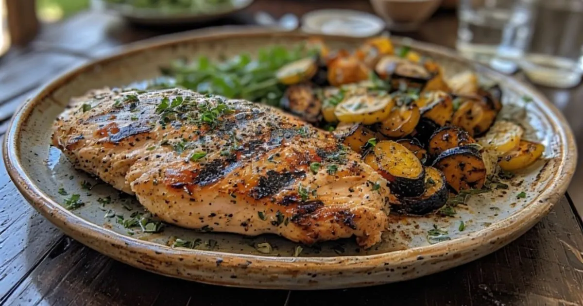 Colorful chicken fajitas with peppers and onions hot off the griddle