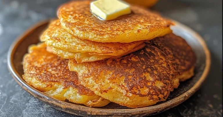 Delicious traditional Southern hoe cake recipe, perfectly fried to a golden crisp.)