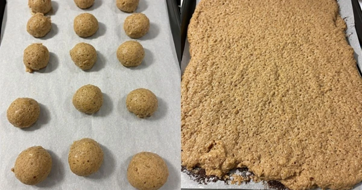 Baking the homemade Crumbl cookies recipe, showing thick cookie dough or freshly baked cookies.